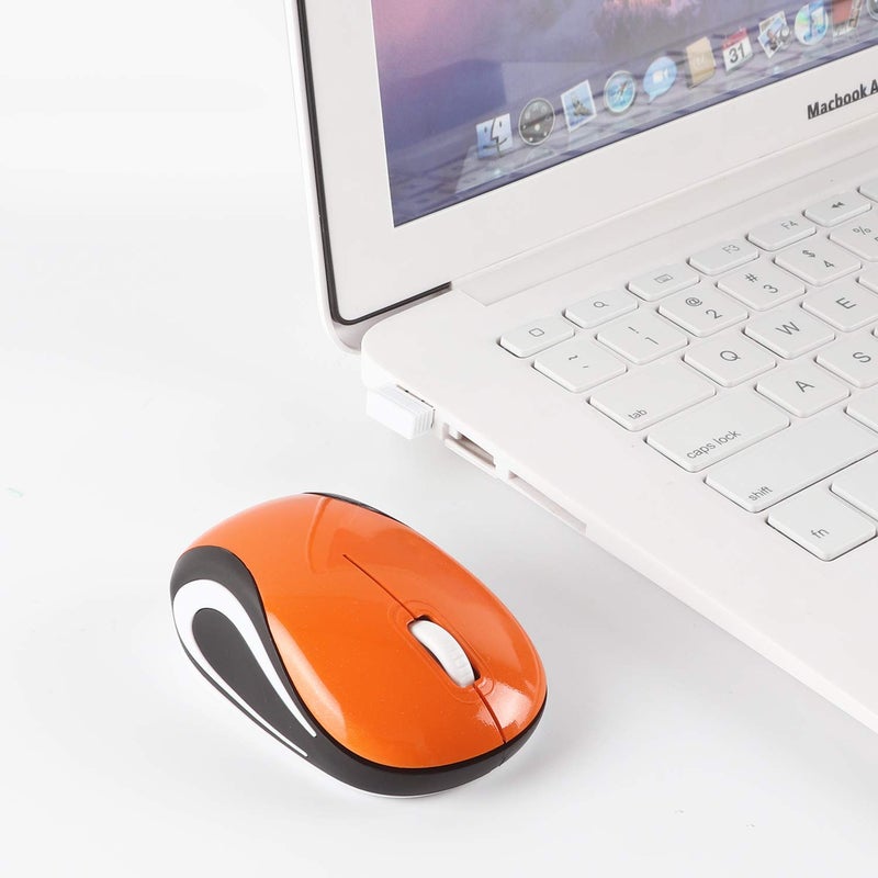 elec Space Mini Small Wireless Mouse for Travel Optical Portable Mini Cordless Mice with USB Receiver for PC Laptop Computer (Orange) - Image 2